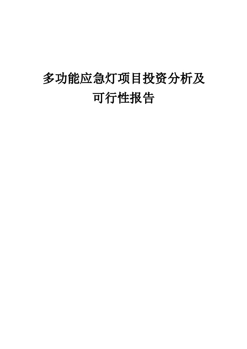 2024年多功能应急灯项目投资分析及可行性报告