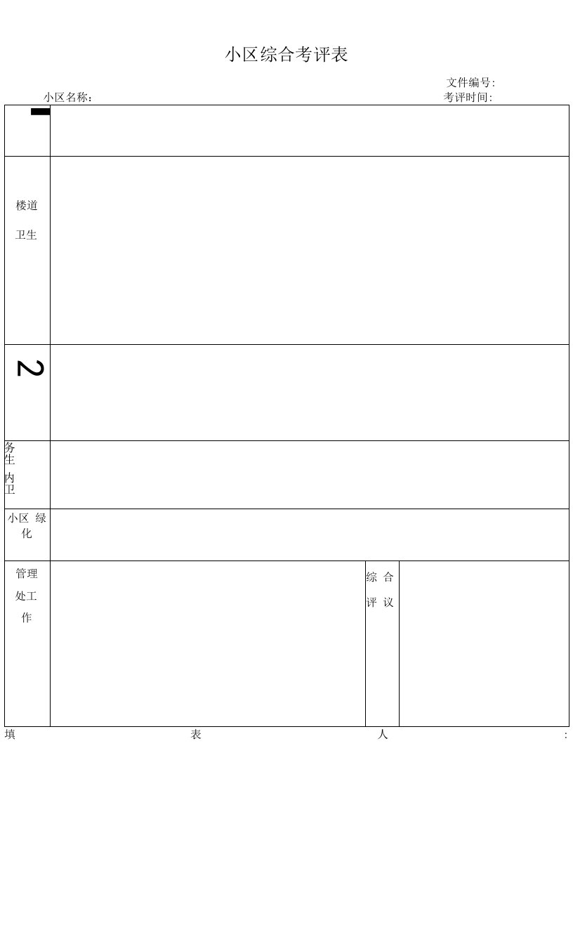 考评表整改表