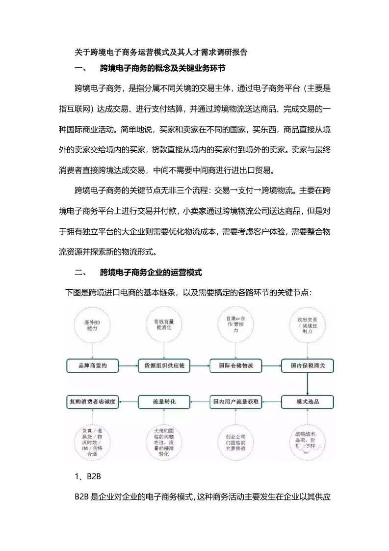 关于跨境电子商务运营模式及其人才需求调研报告