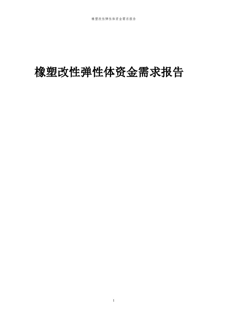 2024年橡塑改性弹性体项目资金需求报告代可行性研究报告