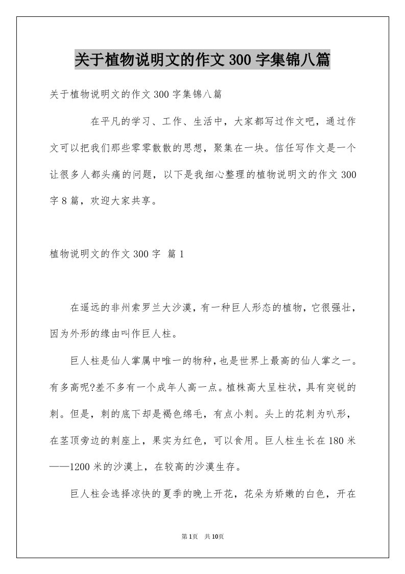 关于植物说明文的作文300字集锦八篇