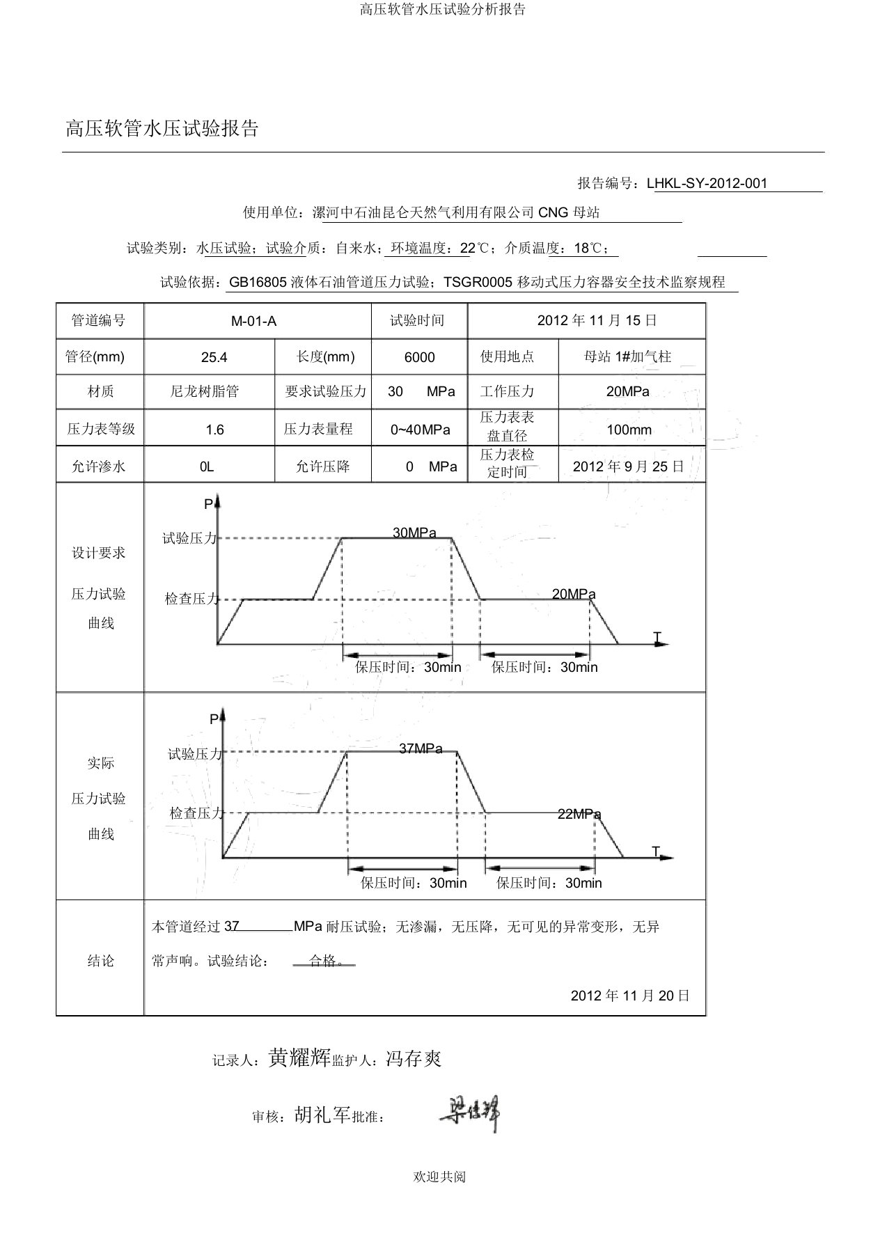 高压软管水压试验分析报告