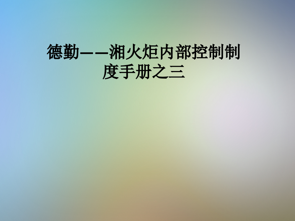 德勤——湘火炬内部控制制度手册之三