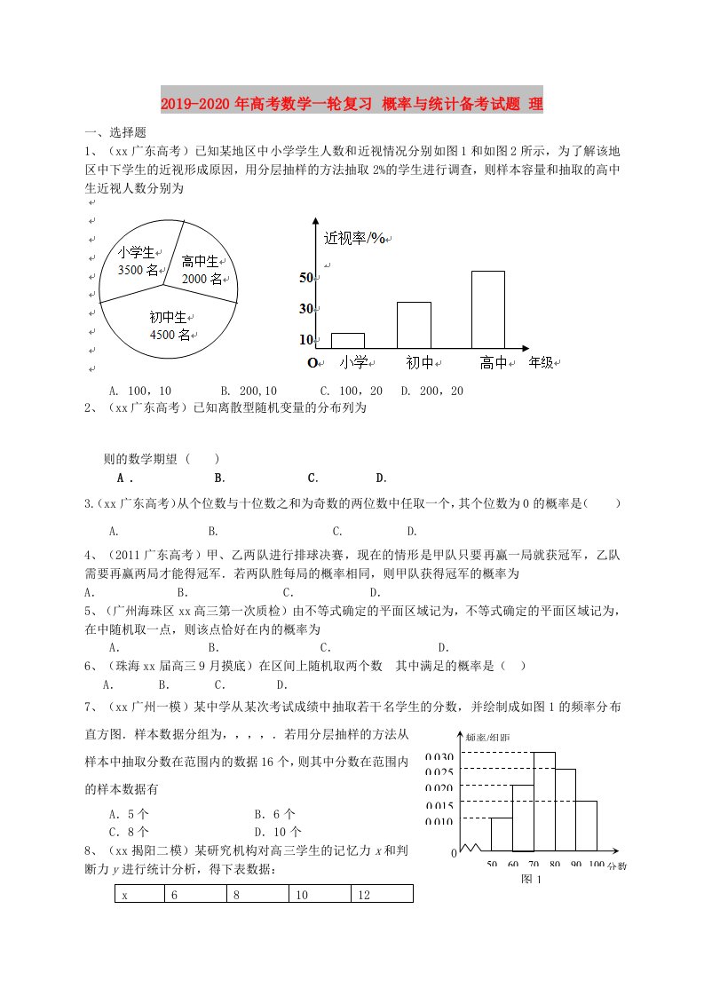 2019-2020年高考数学一轮复习