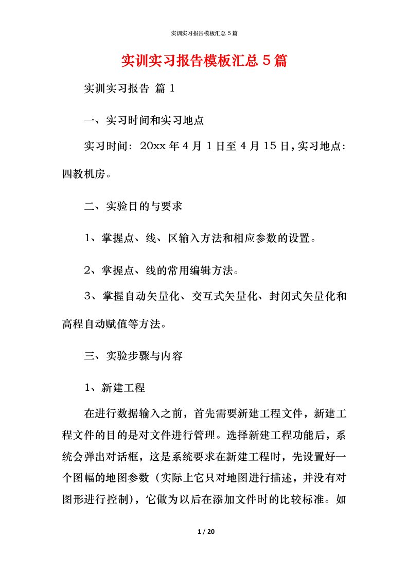 实训实习报告模板汇总5篇