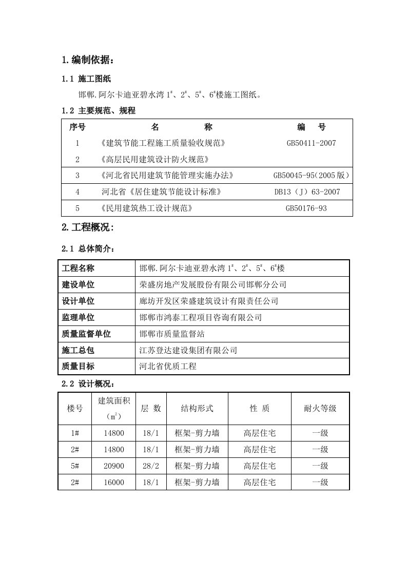 住宅楼建筑节能施工方案河北