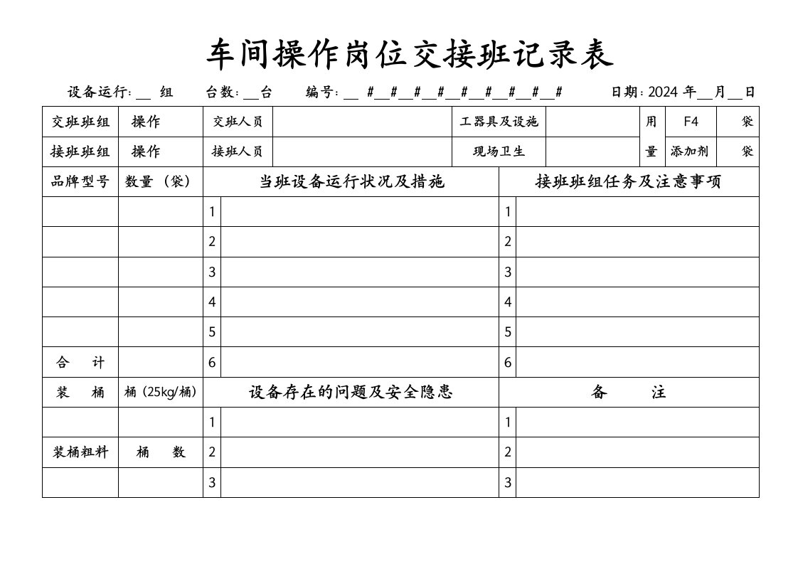 岗位交接班记录表