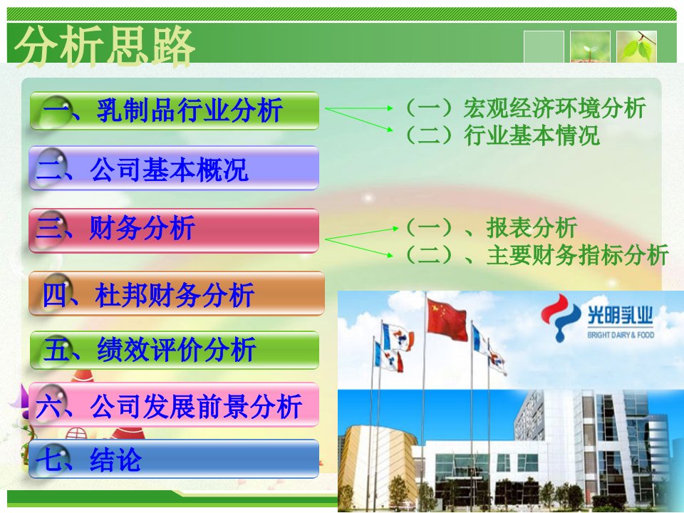 财务报表分析光明乳业PPT展示