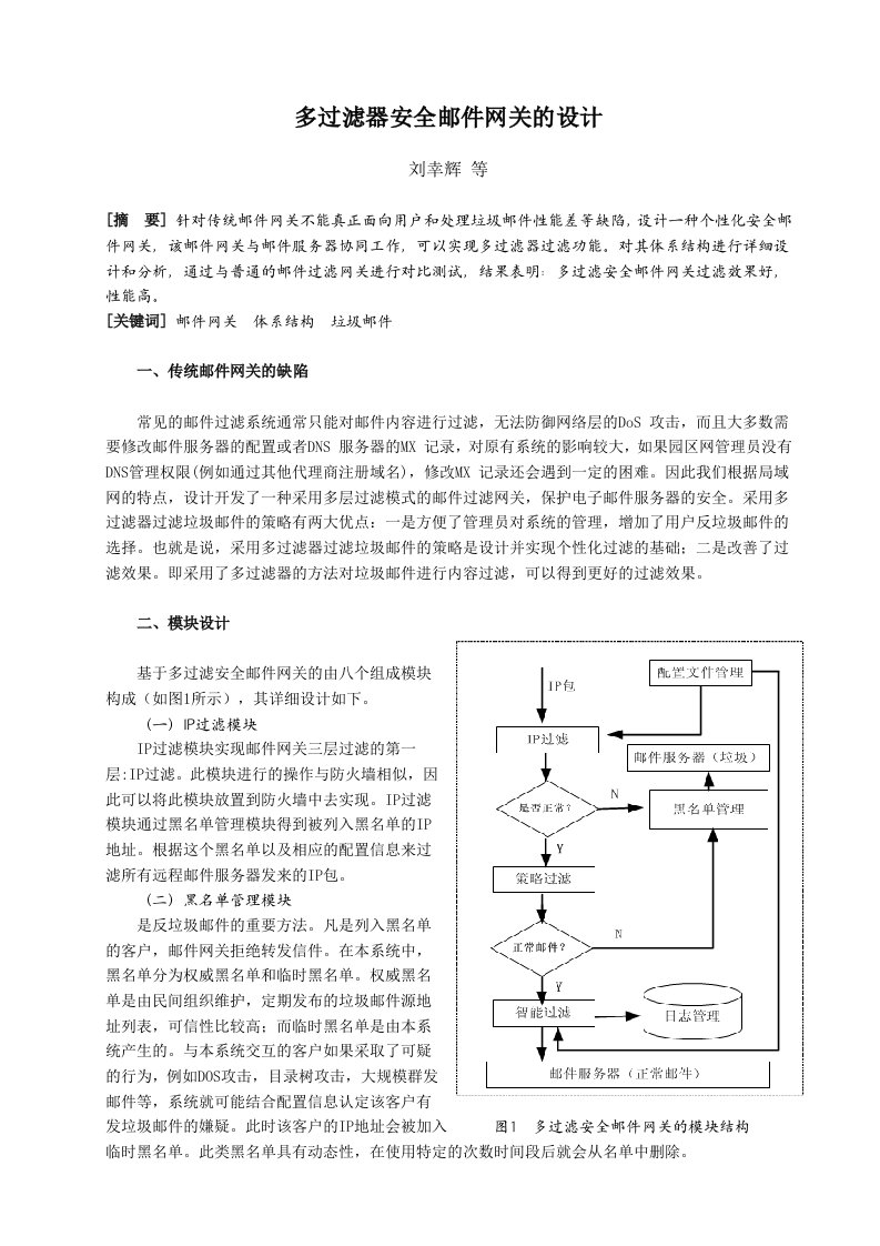 精选多过滤器安全邮件网关的设计