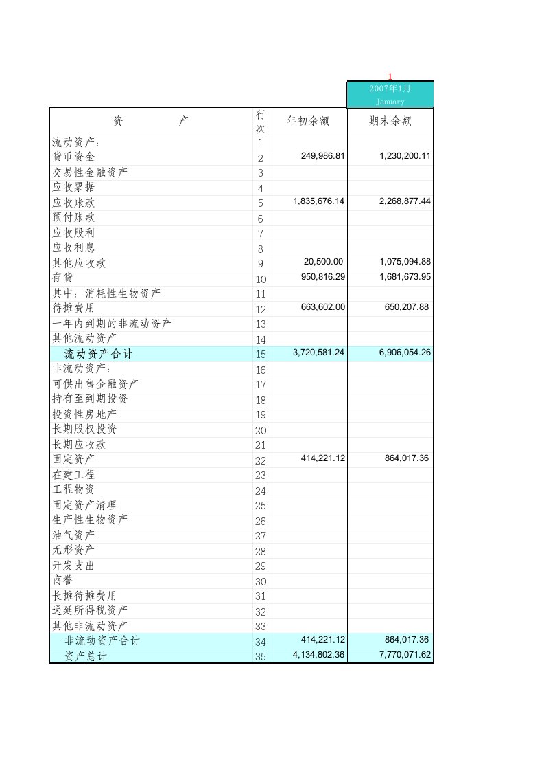 新会计准则财务报表单模板(带公式)