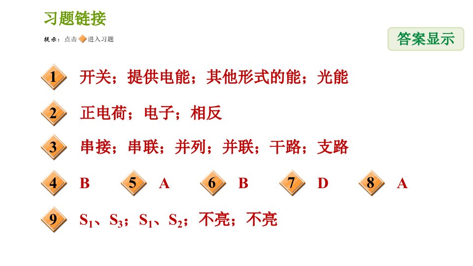 浙教版B本八年级上册科学习题课件第4章4.1.2电流与电路电路图