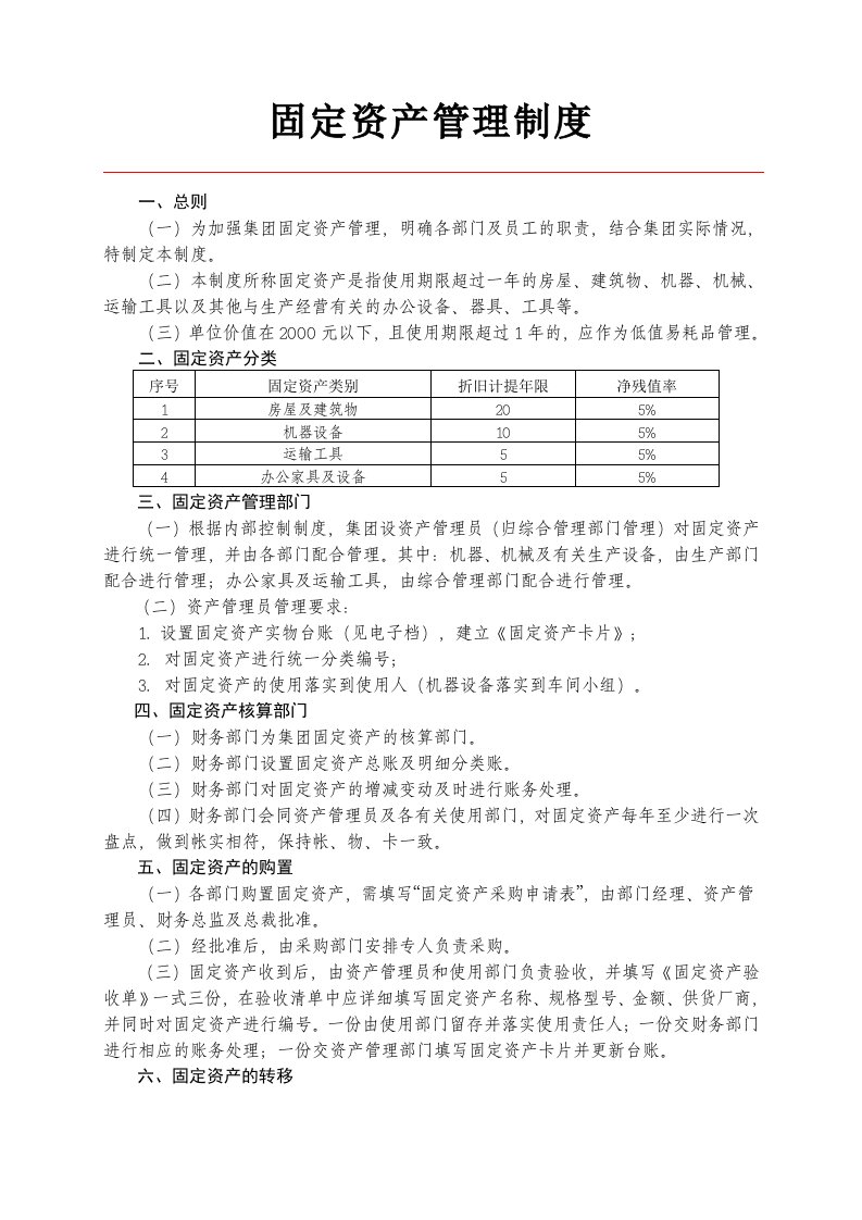 精品文档-资产管理10固定资产管理制度