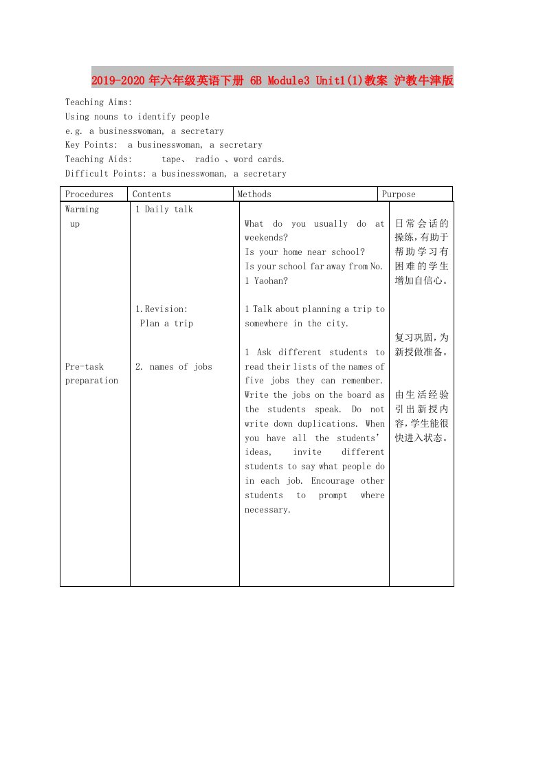 2019-2020年六年级英语下册