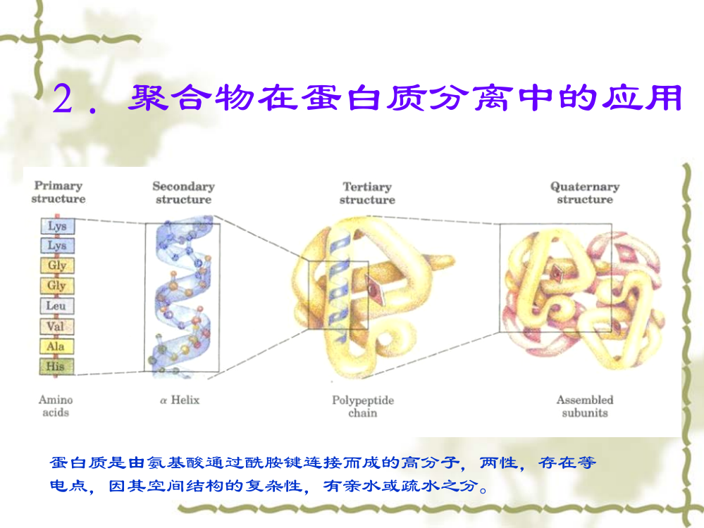 科大高分子四聚合物在生物高分子分离中的应用1ppt课件