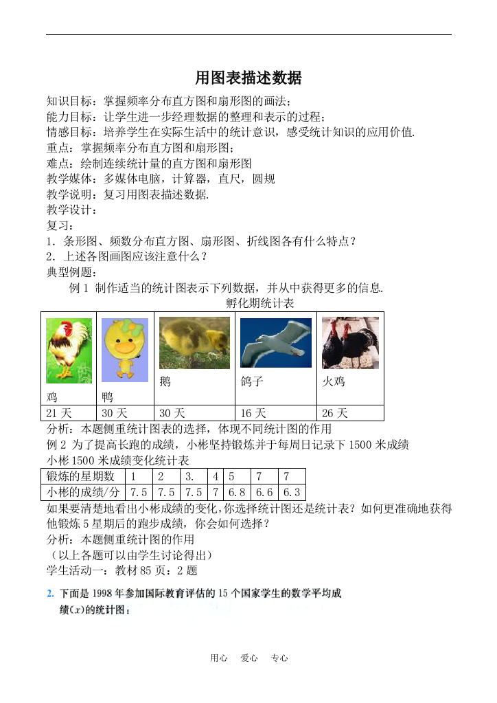 八年级数学上册用图表描述数据