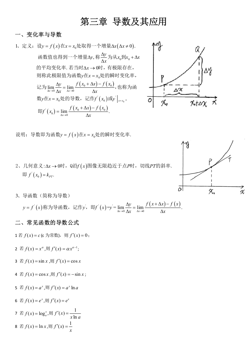 (完整word版)高中数学选修1-1《导数及其应用》知识点讲义-推荐文档