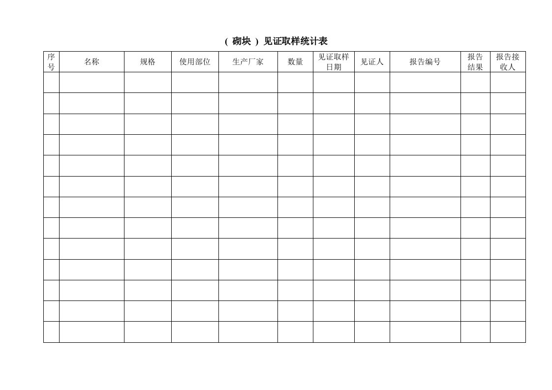 砌块见证取样统计表