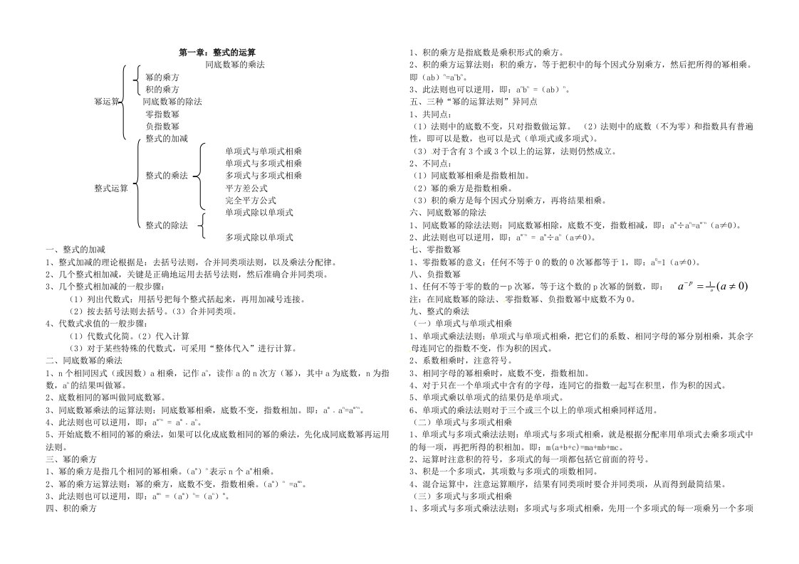 北师大版七年级数学下册数学各章节知识点总结