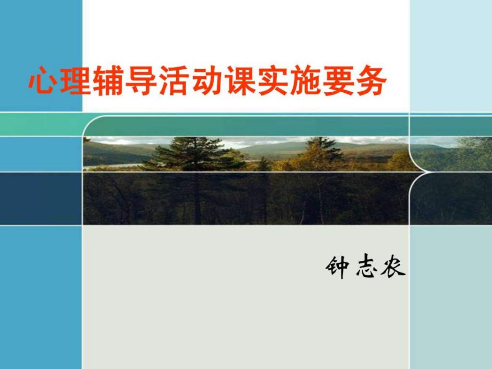 钟志农老师2011心理辅导活动课实施要务