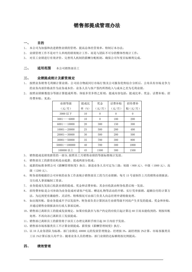 某物流公司销售提成管理办法