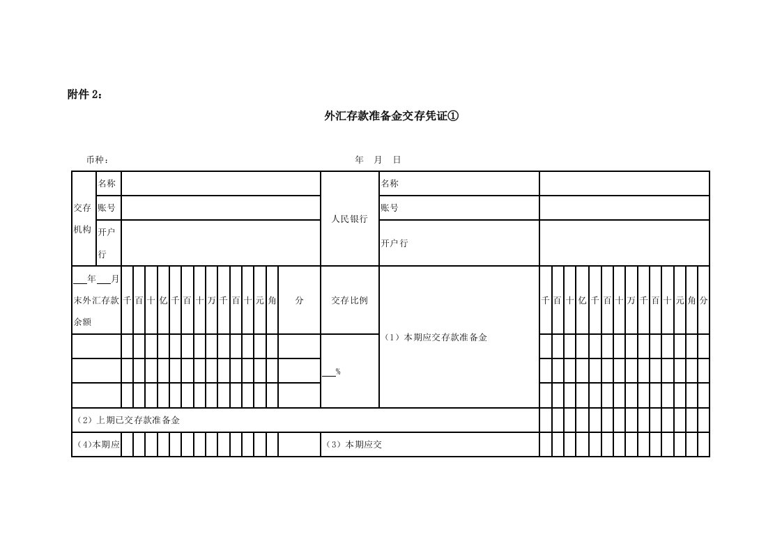 外汇存款准备金交存凭证