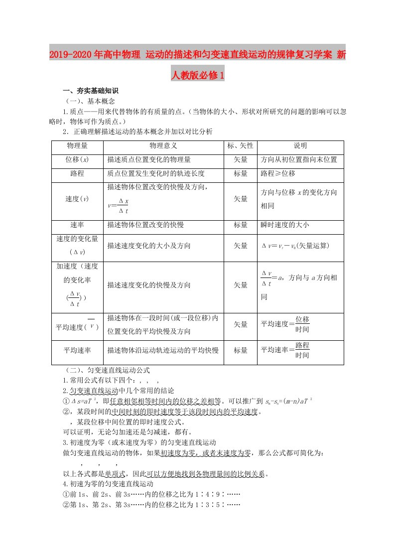 2019-2020年高中物理