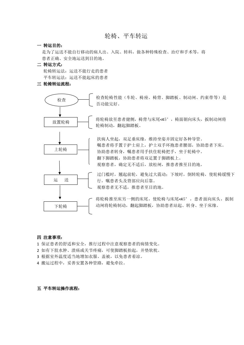 轮椅、平车移动法技术操作流程