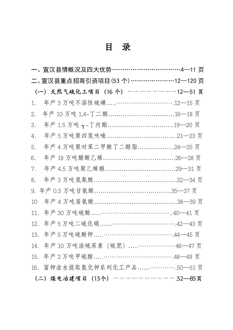 招商策划-宣汉县重点招商引资项目