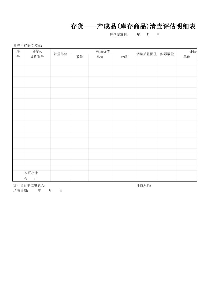 推荐-bol3106存货——产成品库存商品清查评估明细表