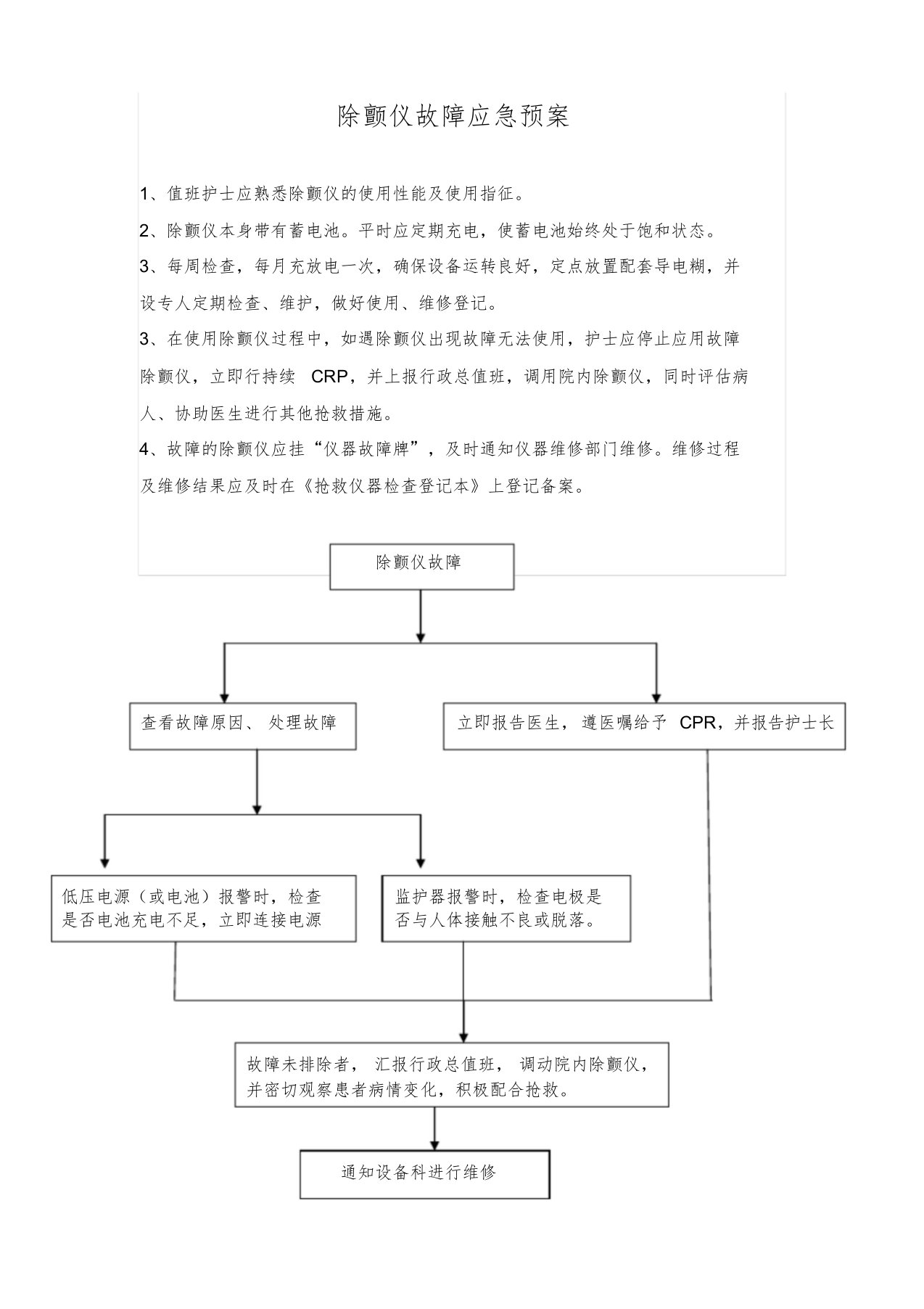 除颤仪应急预案