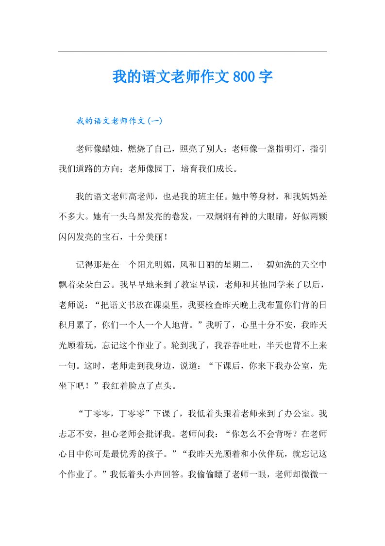 我的语文老师作文800字