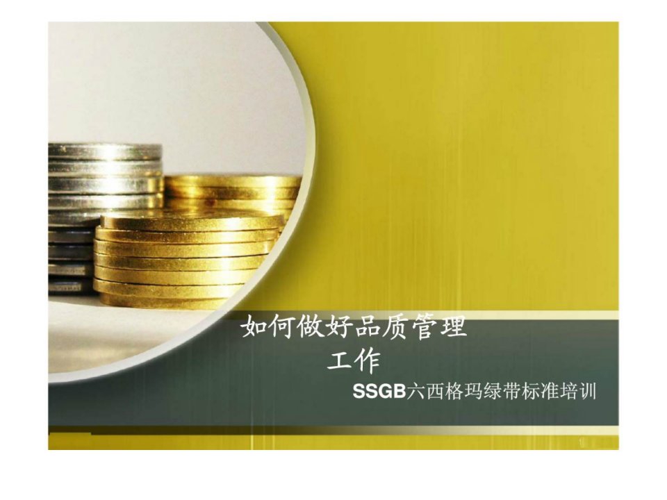 SSGB六西格玛绿带标准培训——如何做好品质管理工作(1)