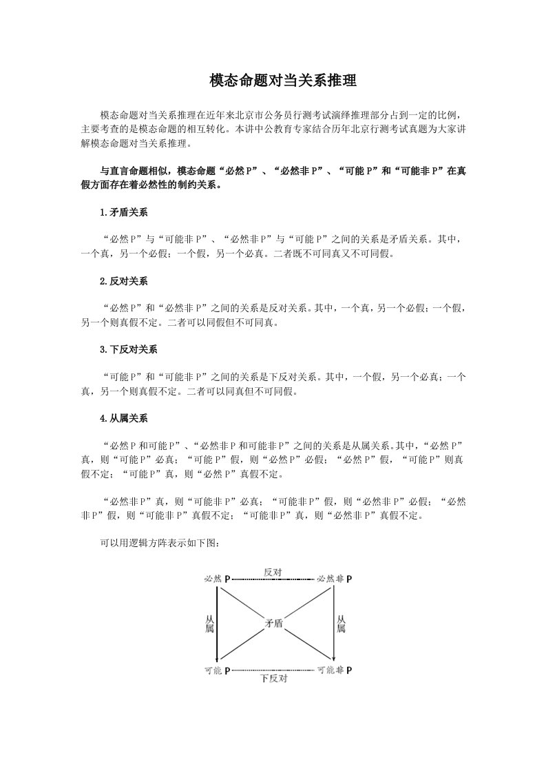 模态命题对当关系推理