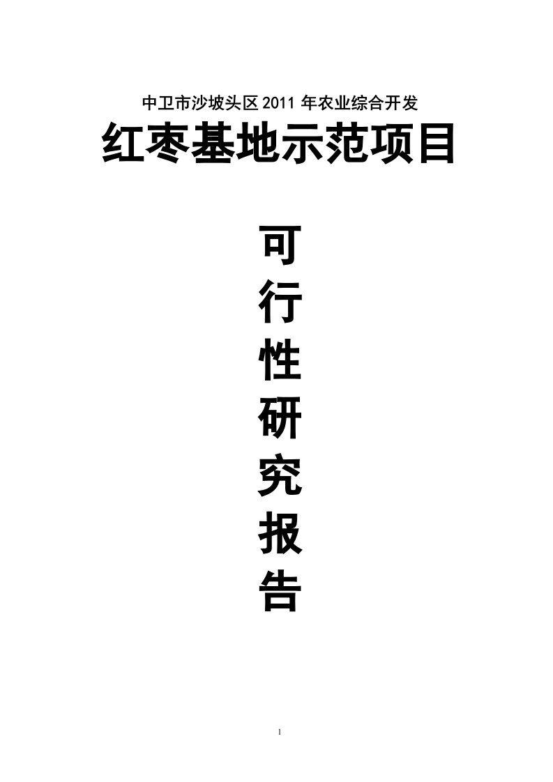 中卫市沙坡头区红枣示范基地建设项目可行性研究报告