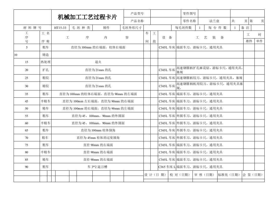 法兰盘课程设计-铣距中心24、34侧面工艺过程卡片