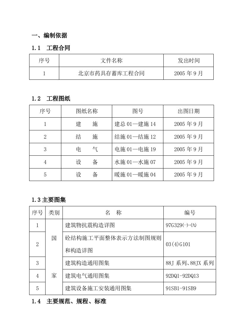 北京市药具存蓄库工程施工组织设计