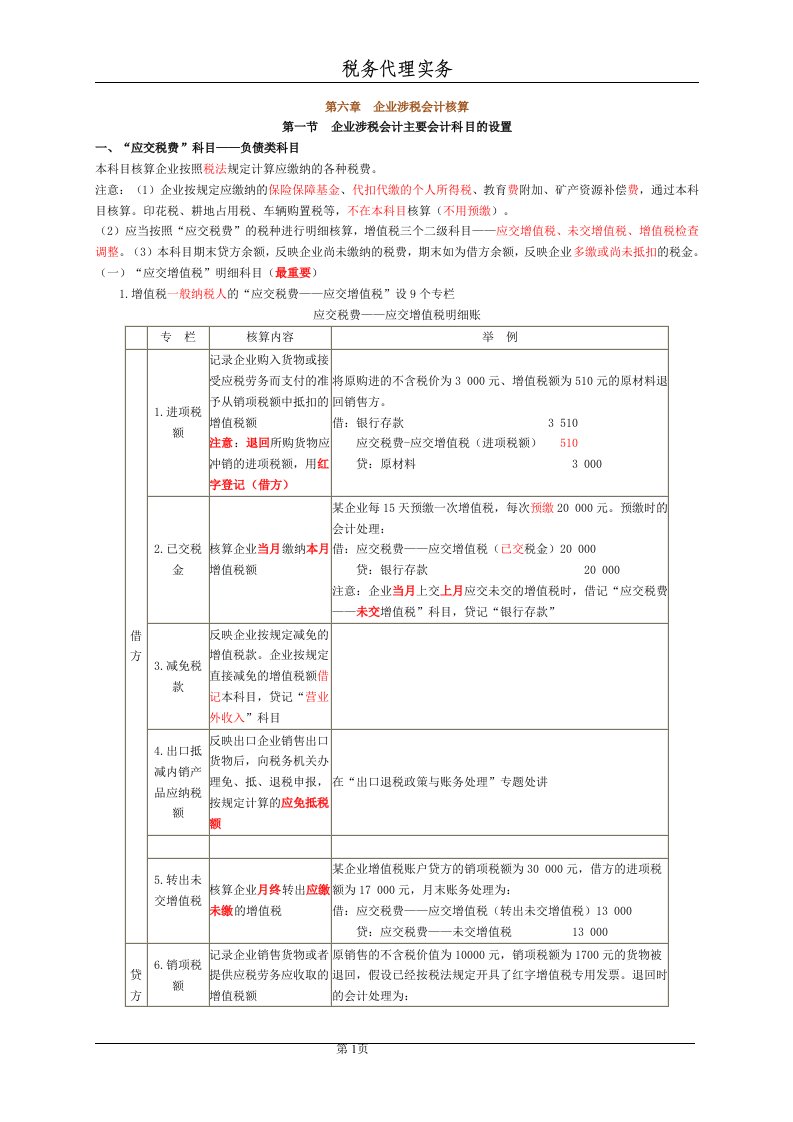 第六章企业涉税会计核算