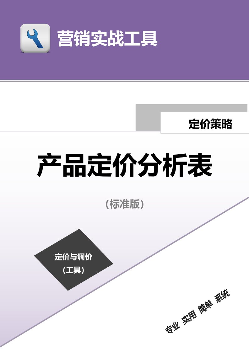 建筑资料-产品定价分析表标准版doc