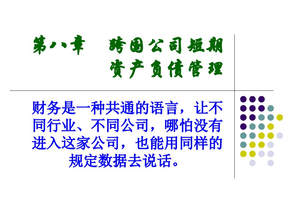 跨国公司短期资产负债管理