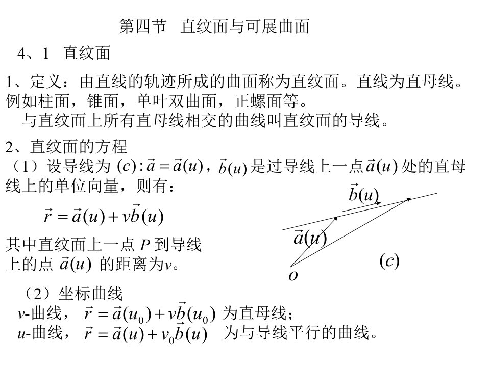 微分几何24直纹面与可展曲面ppt课件
