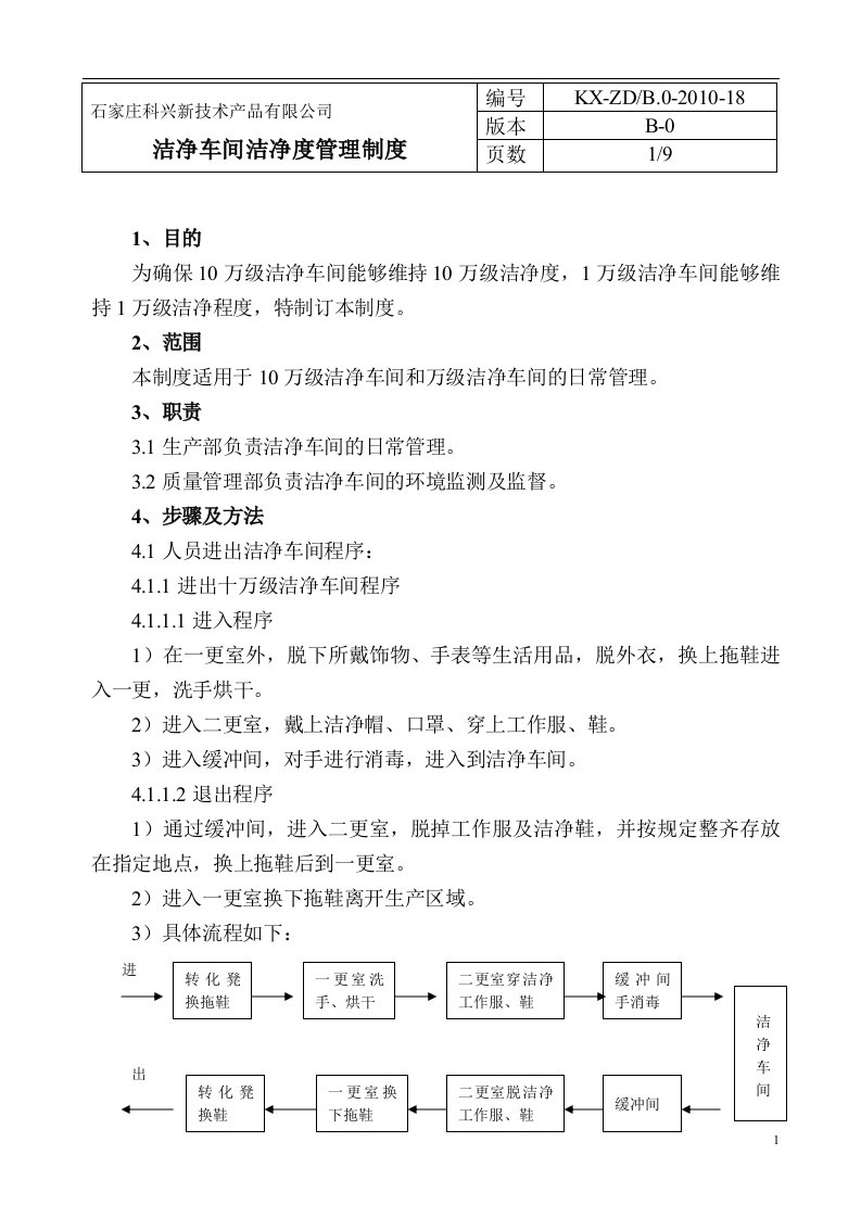 18洁净车间洁净度管理制度