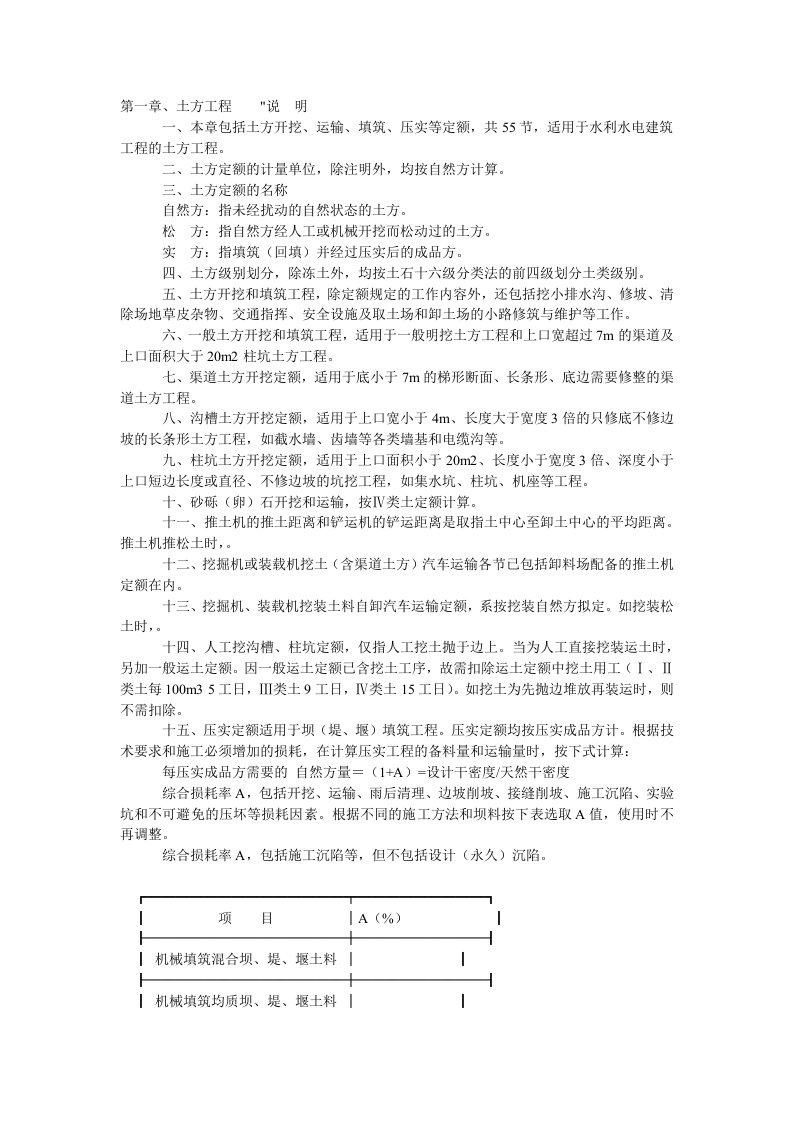 浙江省水利水电建筑工程预算定额