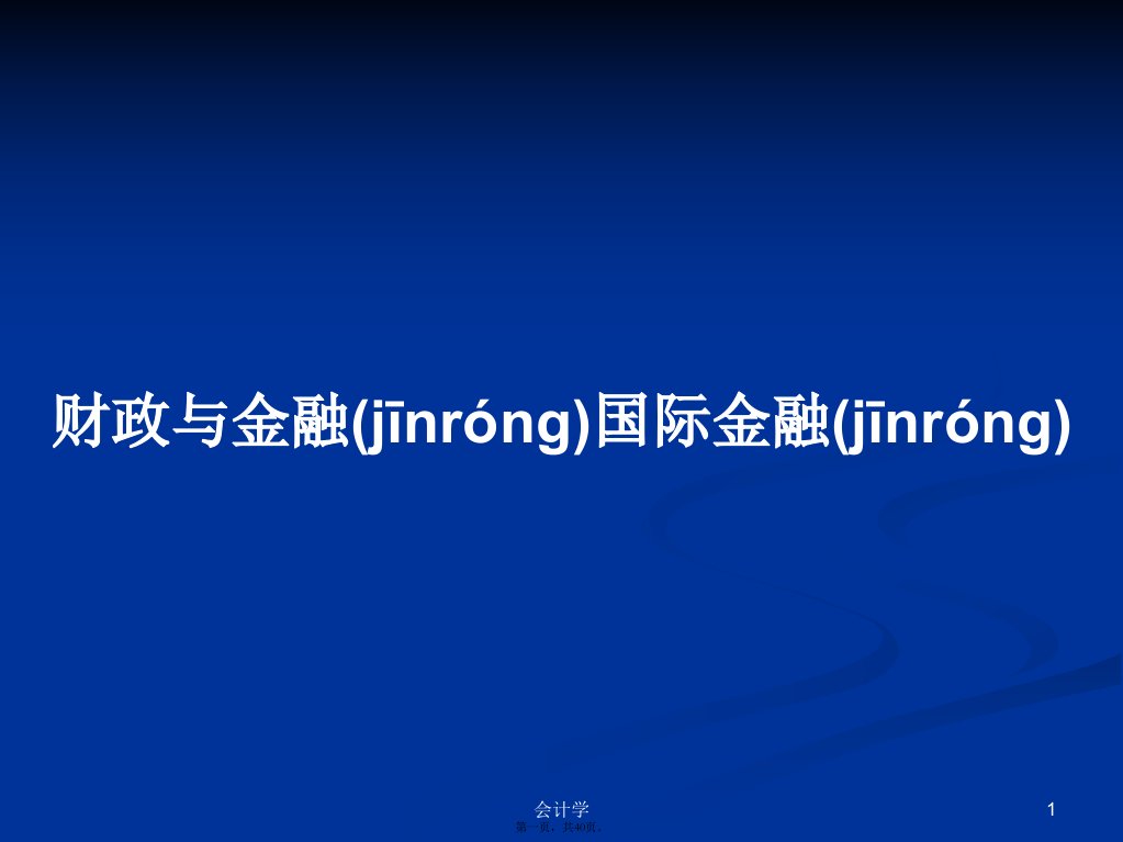 财政与金融国际金融学习教案