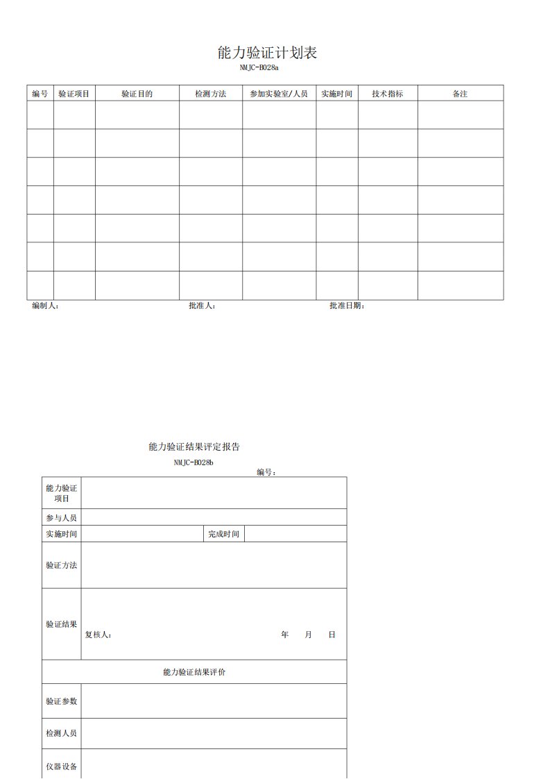 能力验证计划表