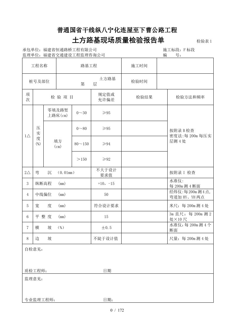 现场质量检验表培训资料