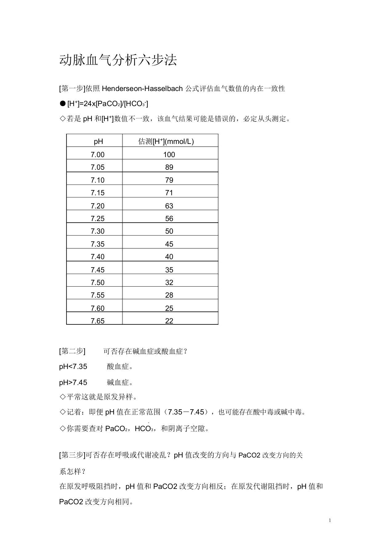 动脉血气分析六步法