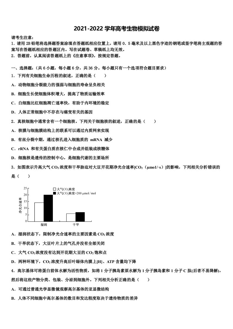 河北省临漳一中2021-2022学年高三（最后冲刺）生物试卷含解析