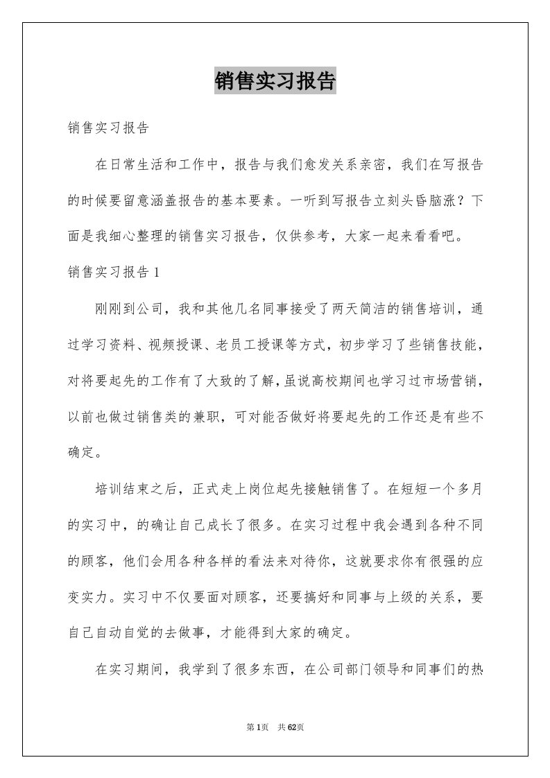 销售实习报告例文9