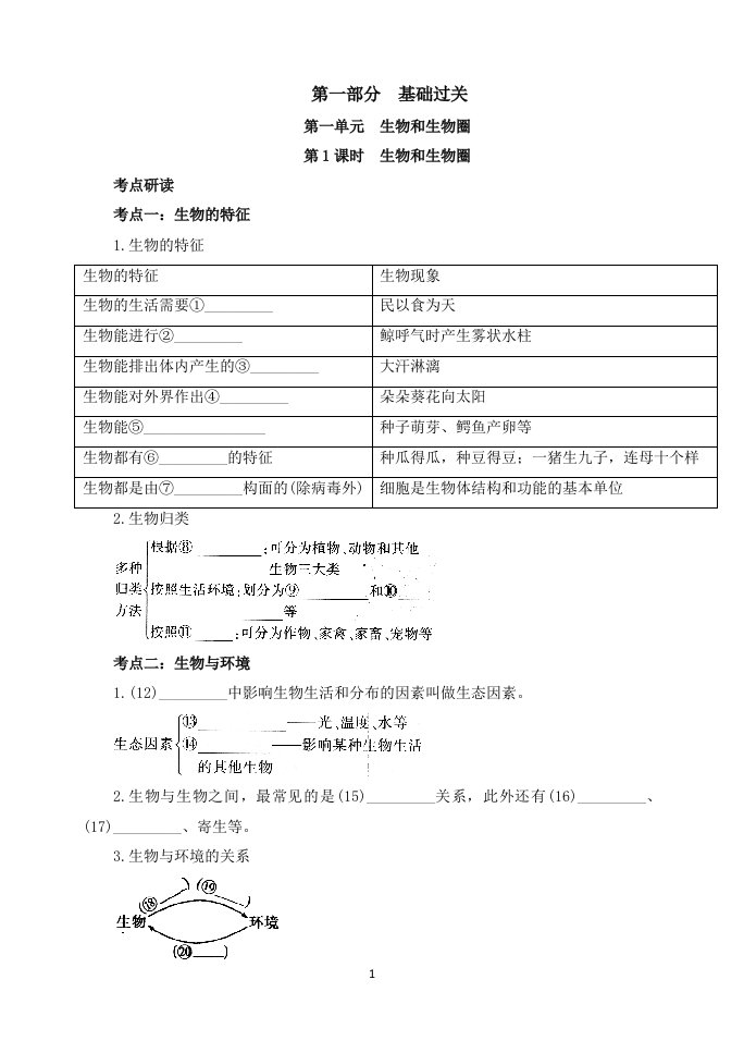 人教版初中八年级下册生物题库-　全册