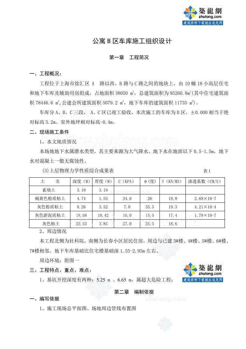 建筑工程管理-上海小高层地下车库施工总方案